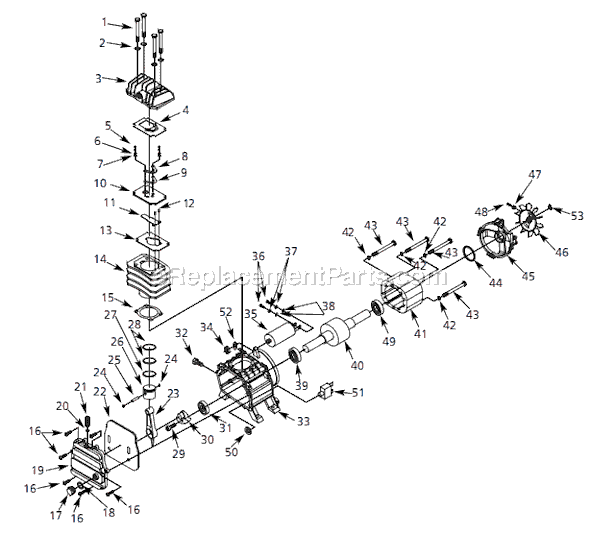 Page B Diagram and Parts List for HL421500 2006 Campbell Hausfeld Compressor